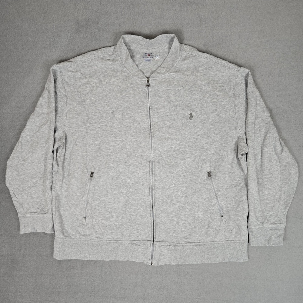 Polo Ralph Lauren Full Zip Jersey Bomber Jacket Mens 2XB Gray Heather Cotton